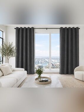🖤 Modern Grey Blackout Curtains – Set of 2 (52” x 84”) 🖤
